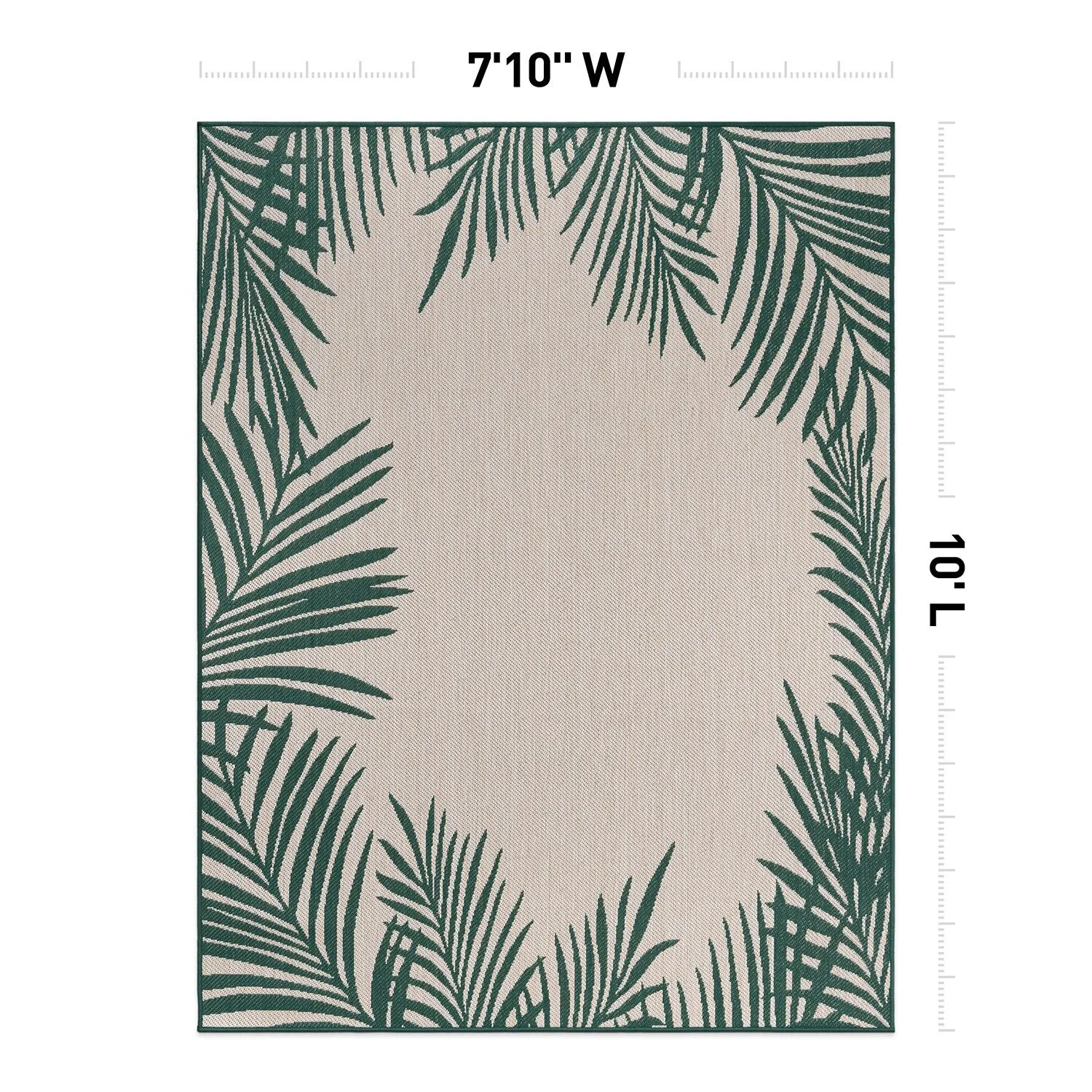 World Rug Gallery Tropical Floral Palm Leaves Textured Flat Weave Indoor/Outdoor Area Rug