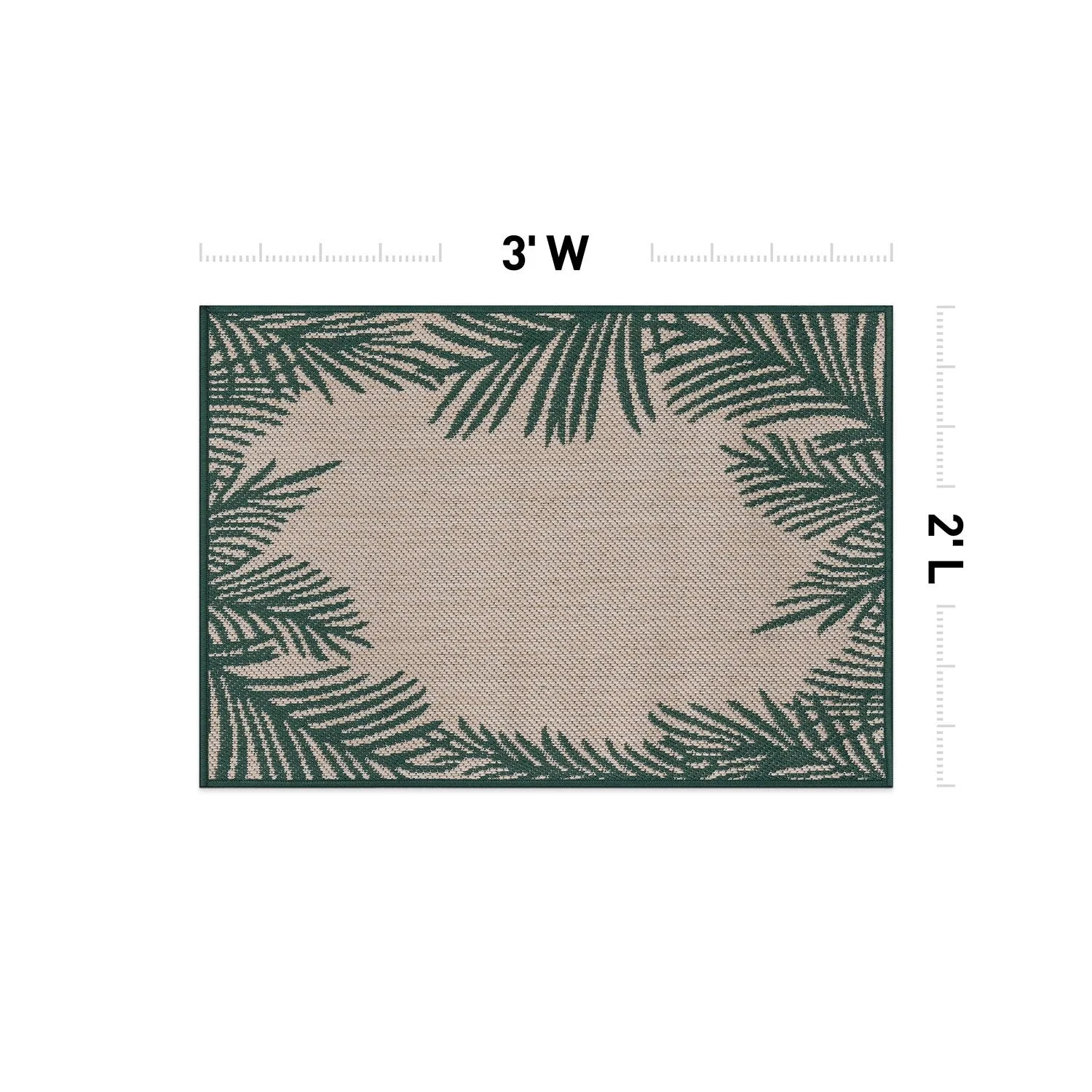 World Rug Gallery Tropical Floral Palm Leaves Textured Flat Weave Indoor/Outdoor Area Rug