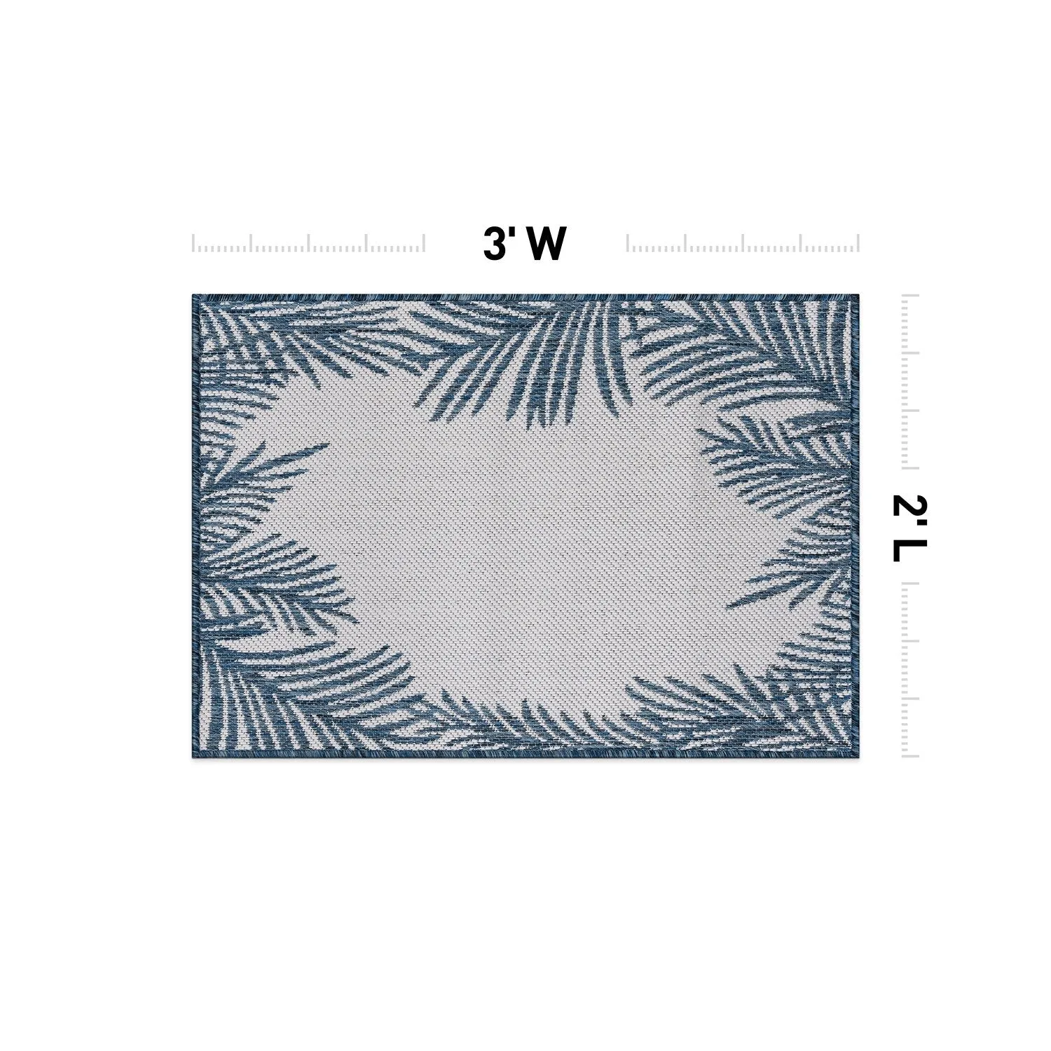 World Rug Gallery Tropical Floral Palm Leaves Textured Flat Weave Indoor/Outdoor Area Rug