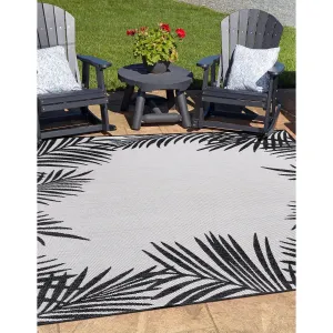 World Rug Gallery Tropical Floral Palm Leaves Textured Flat Weave Indoor/Outdoor Area Rug
