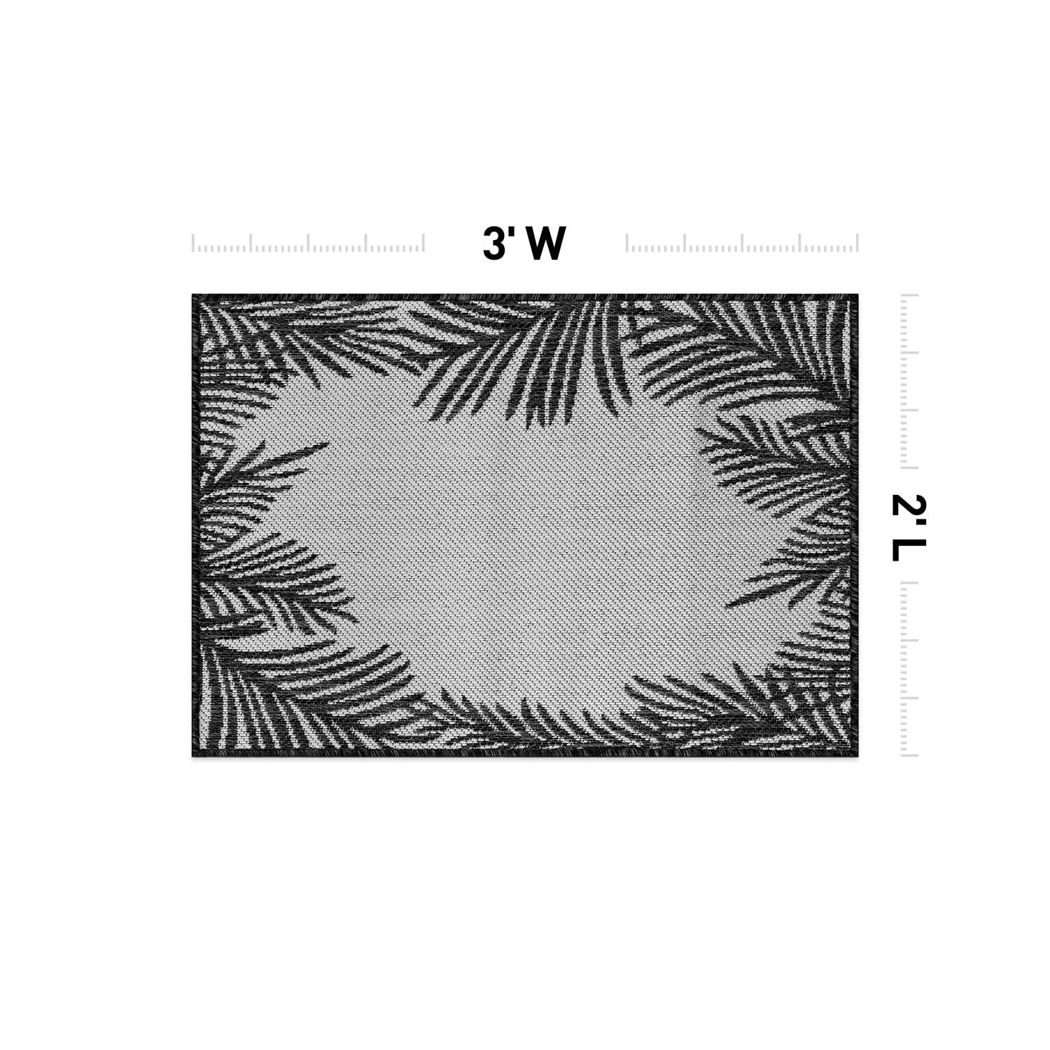 World Rug Gallery Tropical Floral Palm Leaves Textured Flat Weave Indoor/Outdoor Area Rug