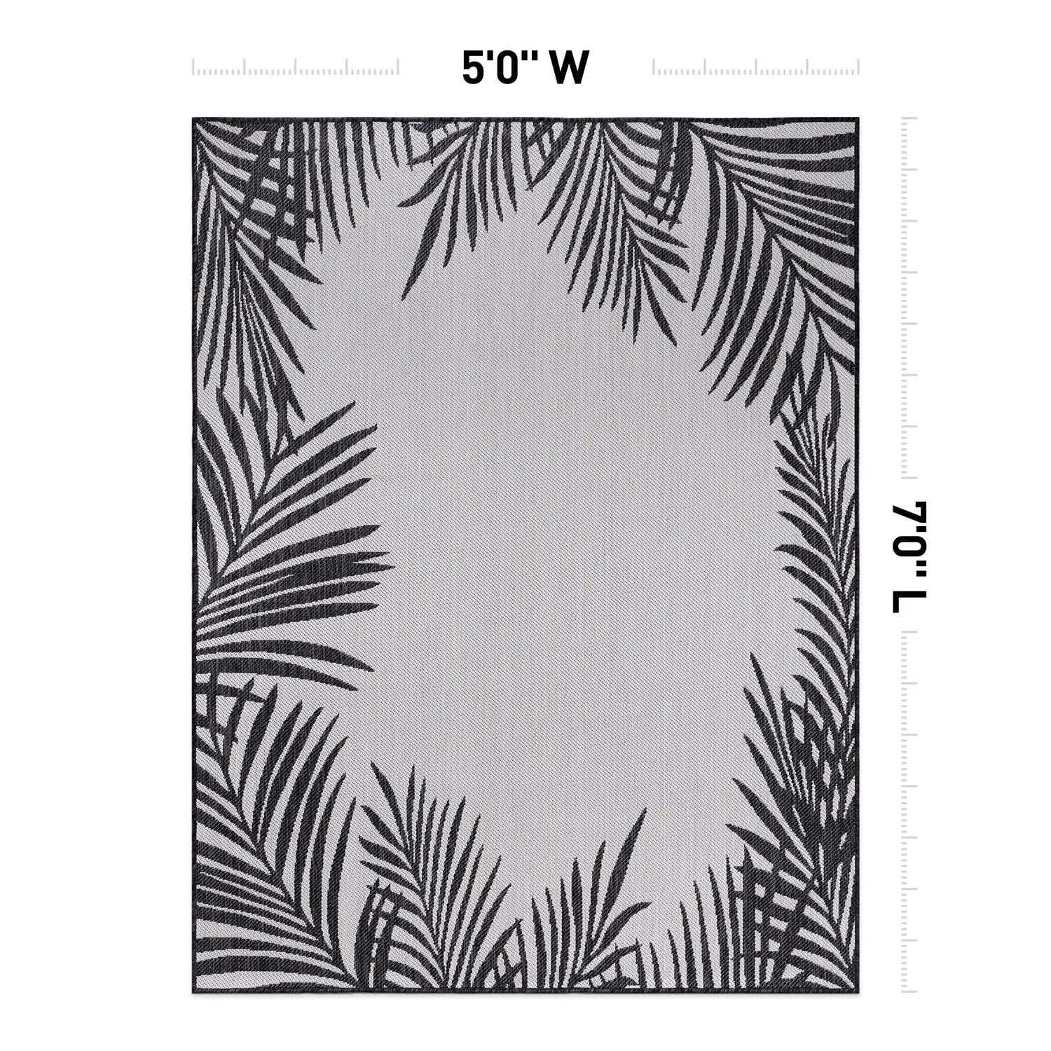 World Rug Gallery Tropical Floral Palm Leaves Textured Flat Weave Indoor/Outdoor Area Rug