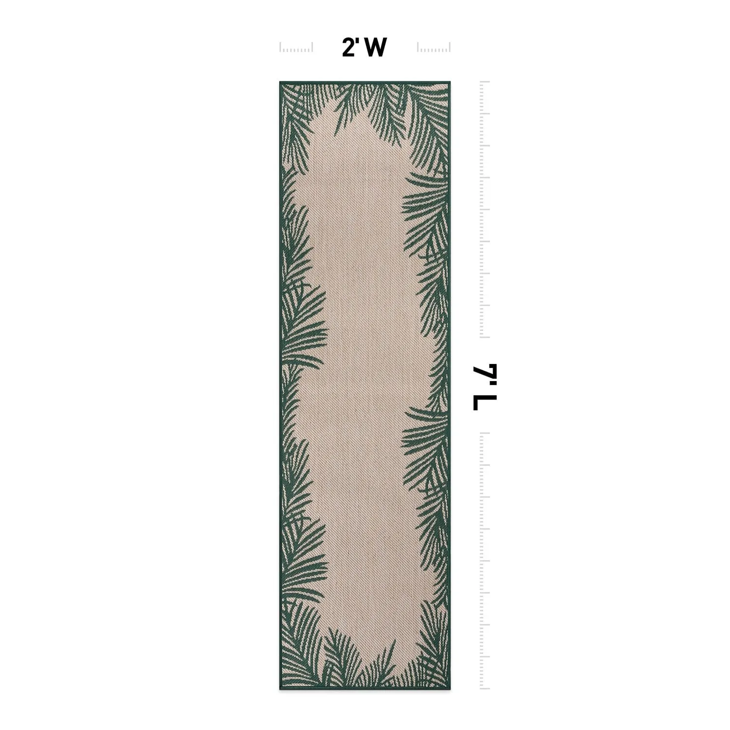 World Rug Gallery Tropical Floral Palm Leaves Textured Flat Weave Indoor/Outdoor Area Rug