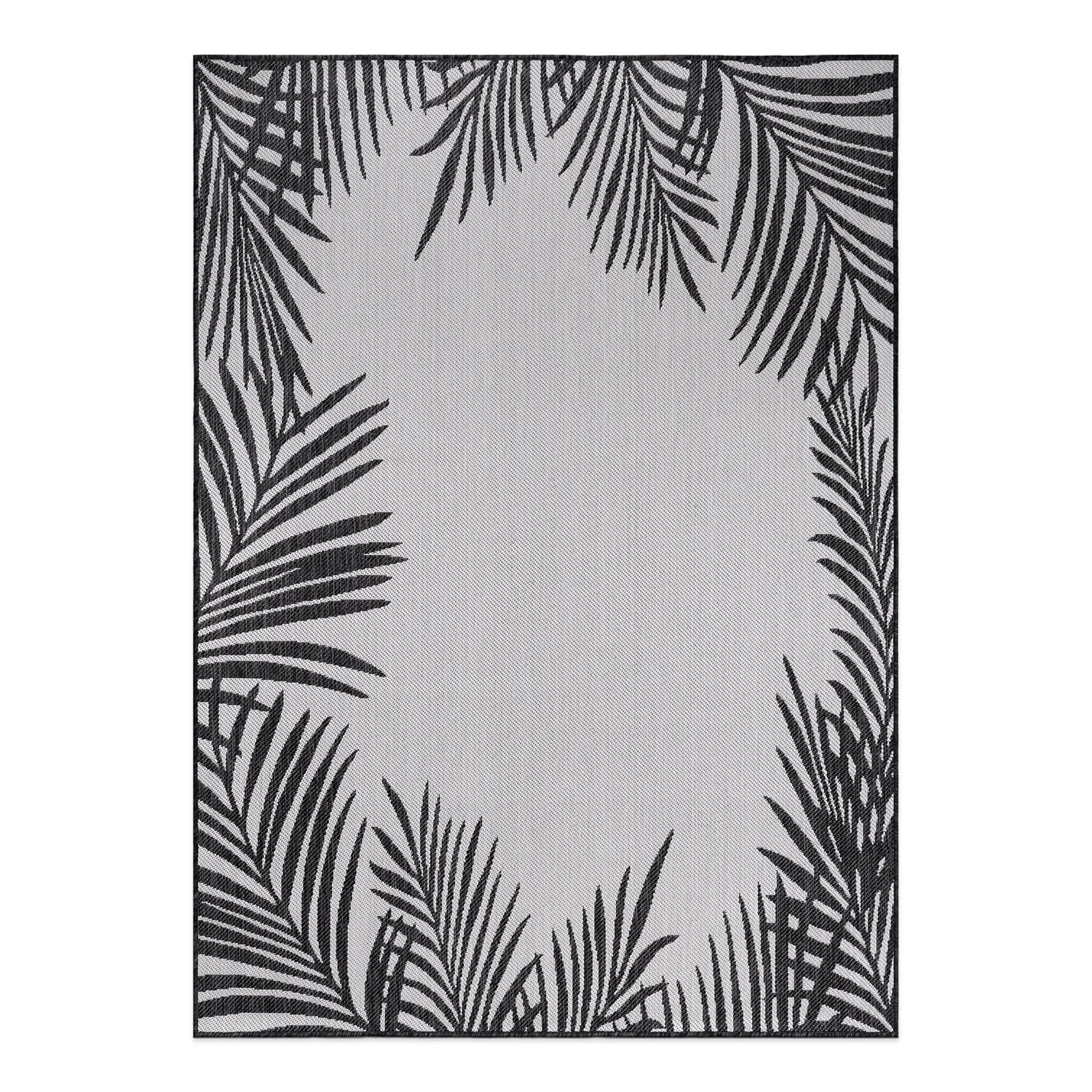World Rug Gallery Tropical Floral Palm Leaves Textured Flat Weave Indoor/Outdoor Area Rug