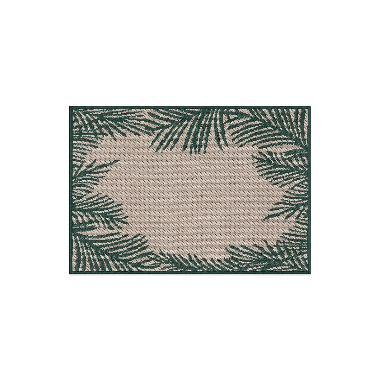 World Rug Gallery Tropical Floral Palm Leaves Textured Flat Weave Indoor/Outdoor Area Rug
