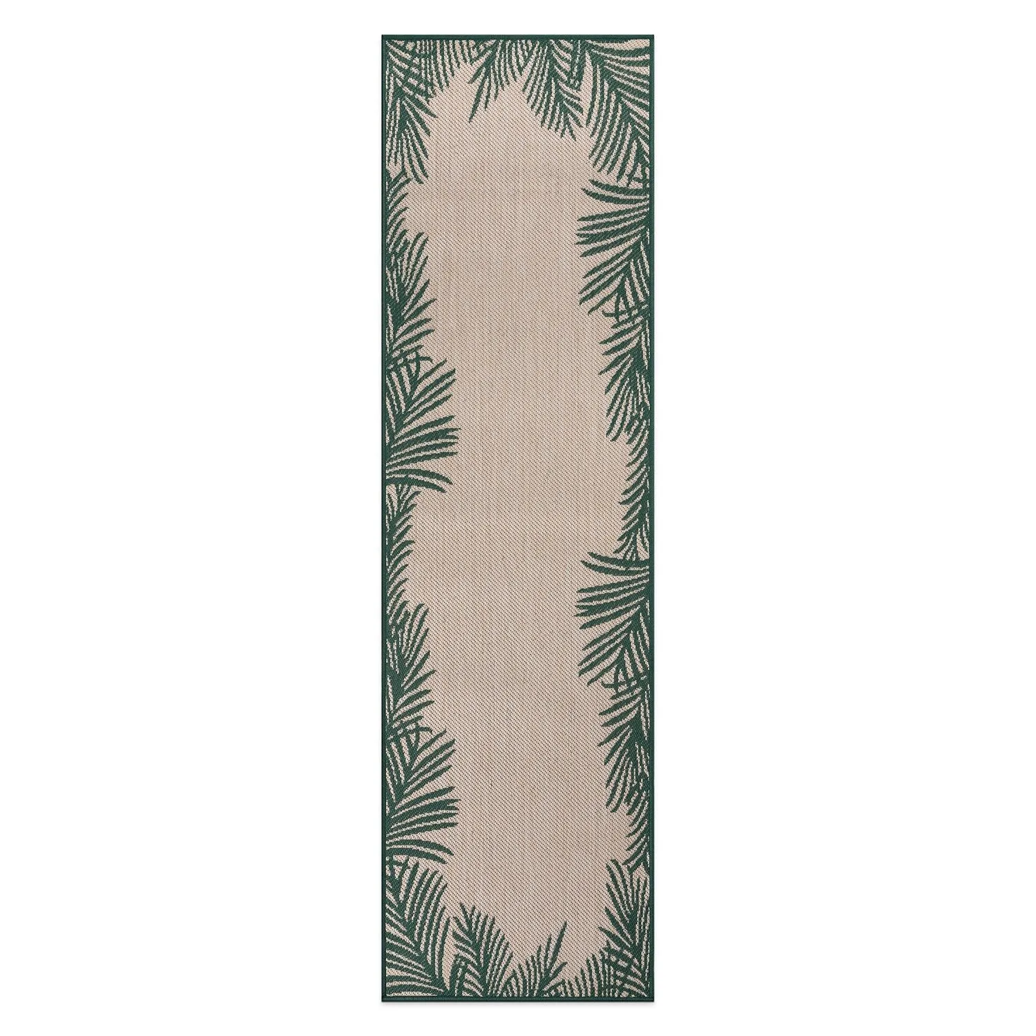 World Rug Gallery Tropical Floral Palm Leaves Textured Flat Weave Indoor/Outdoor Area Rug