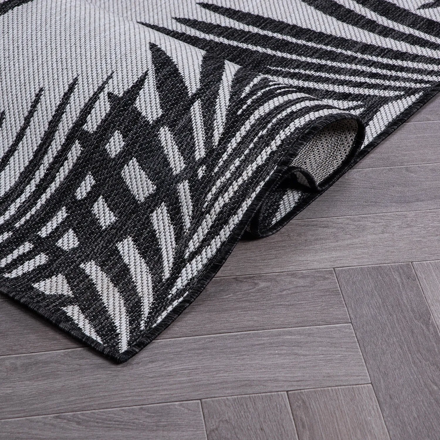 World Rug Gallery Tropical Floral Palm Leaves Textured Flat Weave Indoor/Outdoor Area Rug