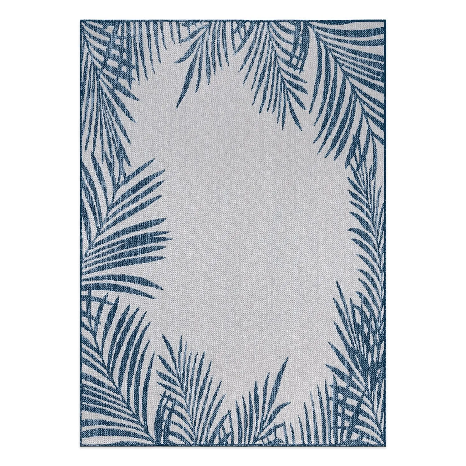 World Rug Gallery Tropical Floral Palm Leaves Textured Flat Weave Indoor/Outdoor Area Rug