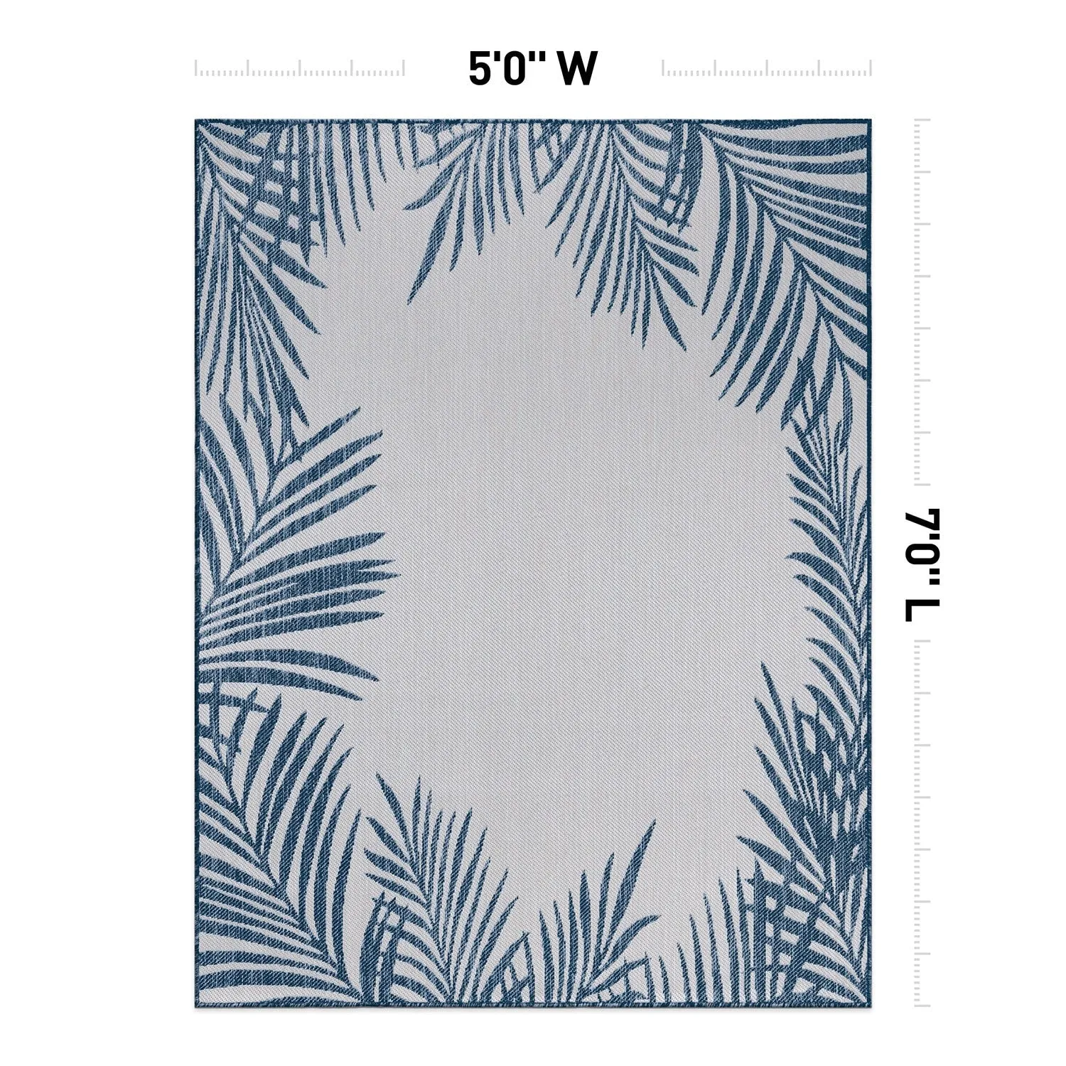 World Rug Gallery Tropical Floral Palm Leaves Textured Flat Weave Indoor/Outdoor Area Rug
