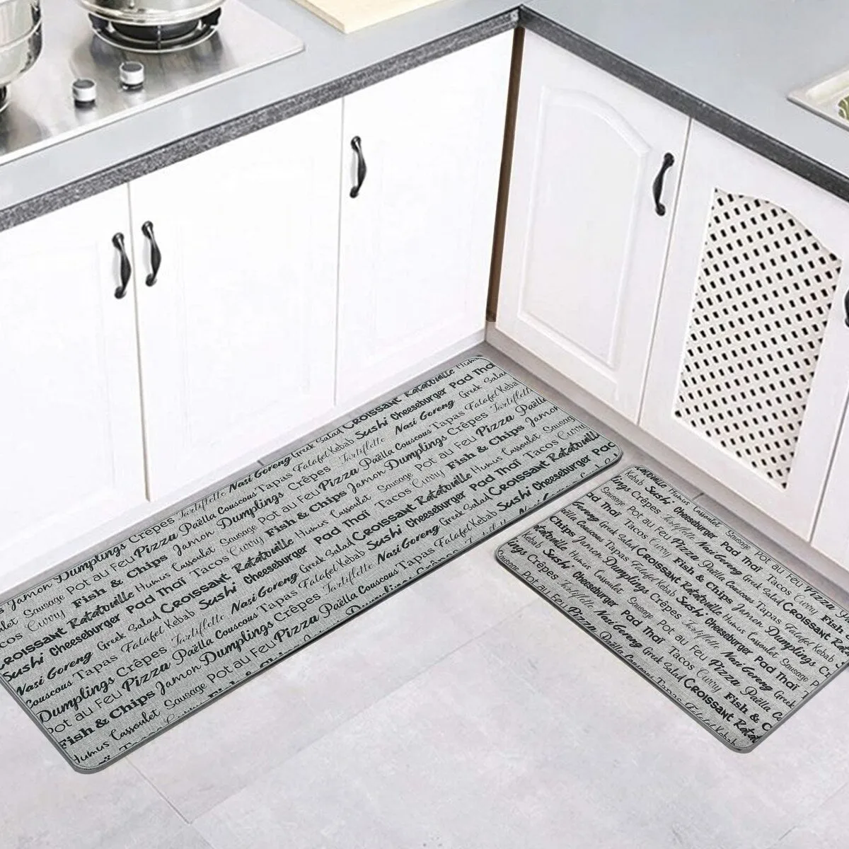 Writings Printed Kitchen Mats - Kitchen Words Design - Stylish & Durable