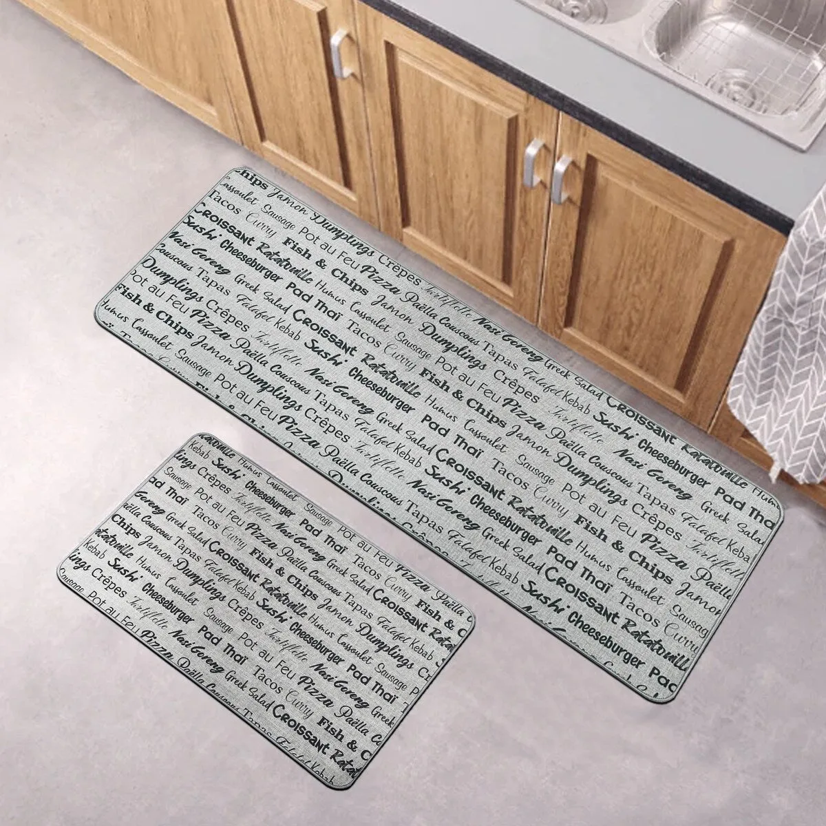 Writings Printed Kitchen Mats - Kitchen Words Design - Stylish & Durable